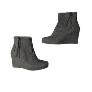TOMS Desert Wedge Women's Dark Gray Wedge Boots Zip  Size 8